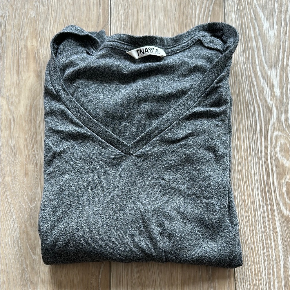 Aritzia TNA Charcoal V-Neck Sweater
